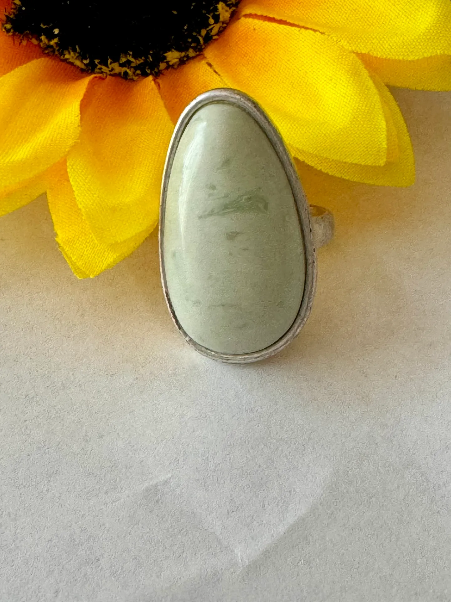 Semi Precious Stone Ring, Size 8 Green - Image 2