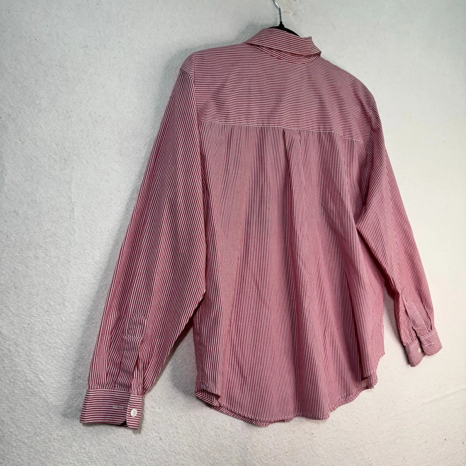 Karen Scott Christmas Emroidered Red & White Striped Long-Sleeve Buttoned Shirt - Image 4