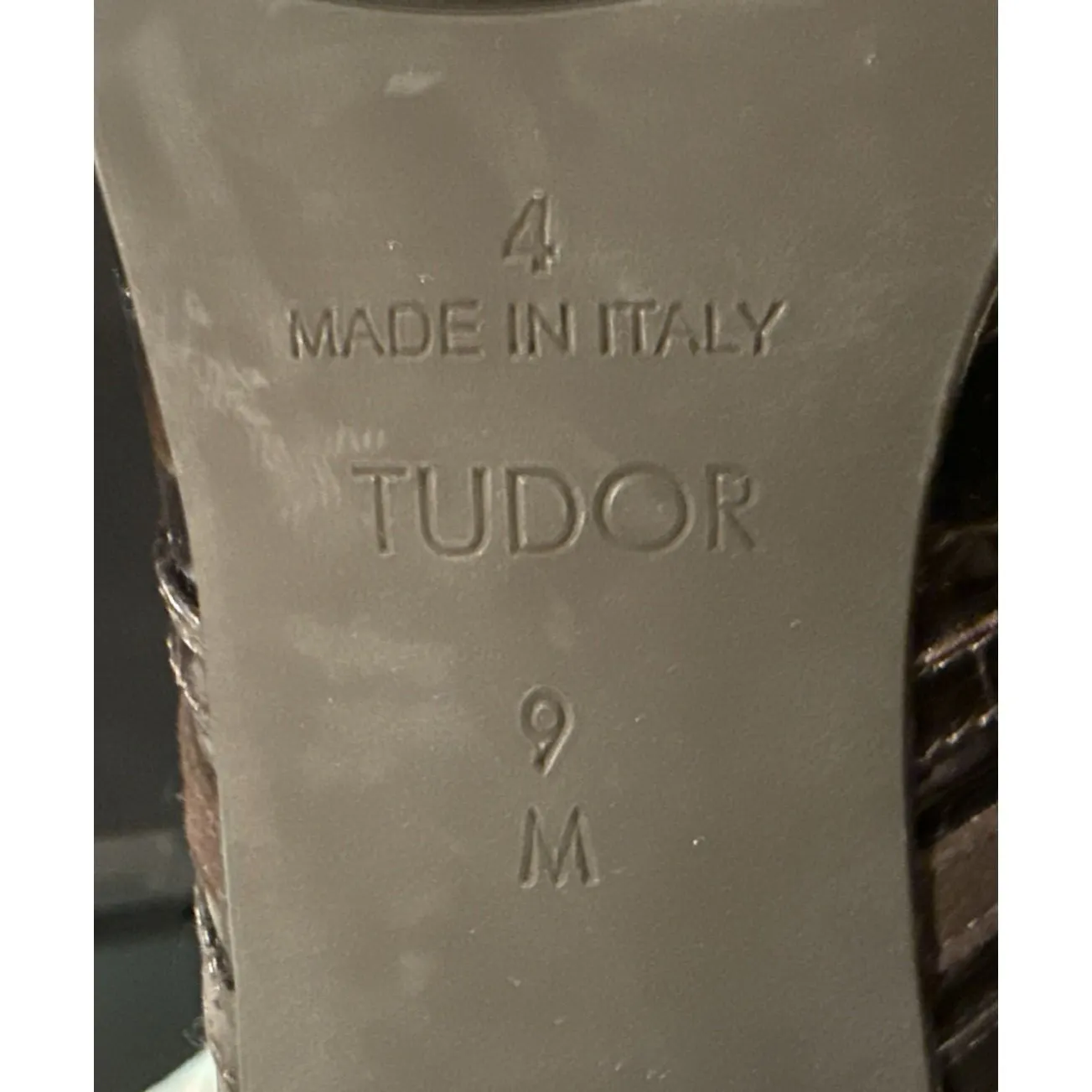 Brighton Tudor Womens 9 M Crocodile Embossed Leather Mules Buckle Preppy Italy - Image 7