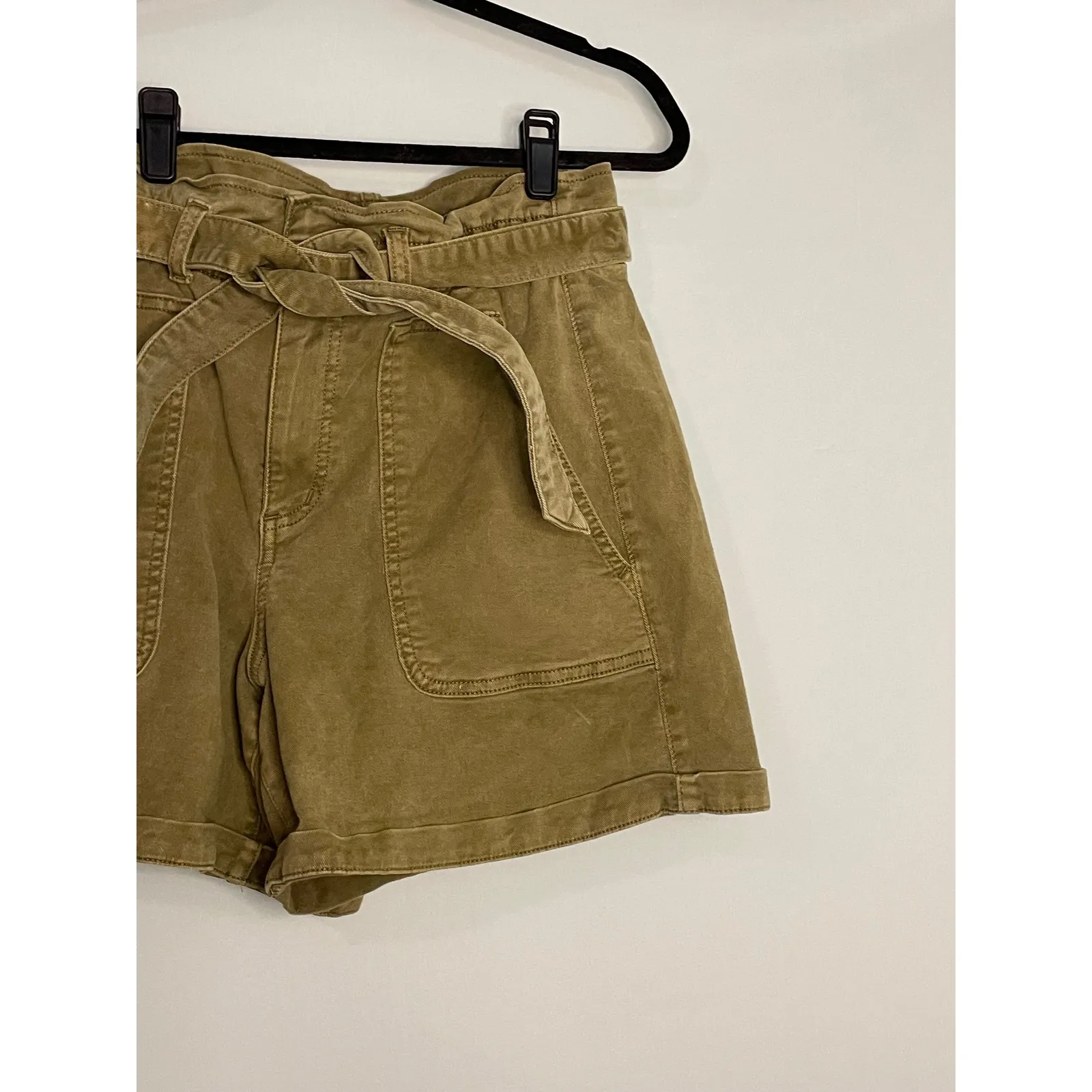 LOFT Paperbag Waist Belted Utility Shorts Khaki Size S - Image 4
