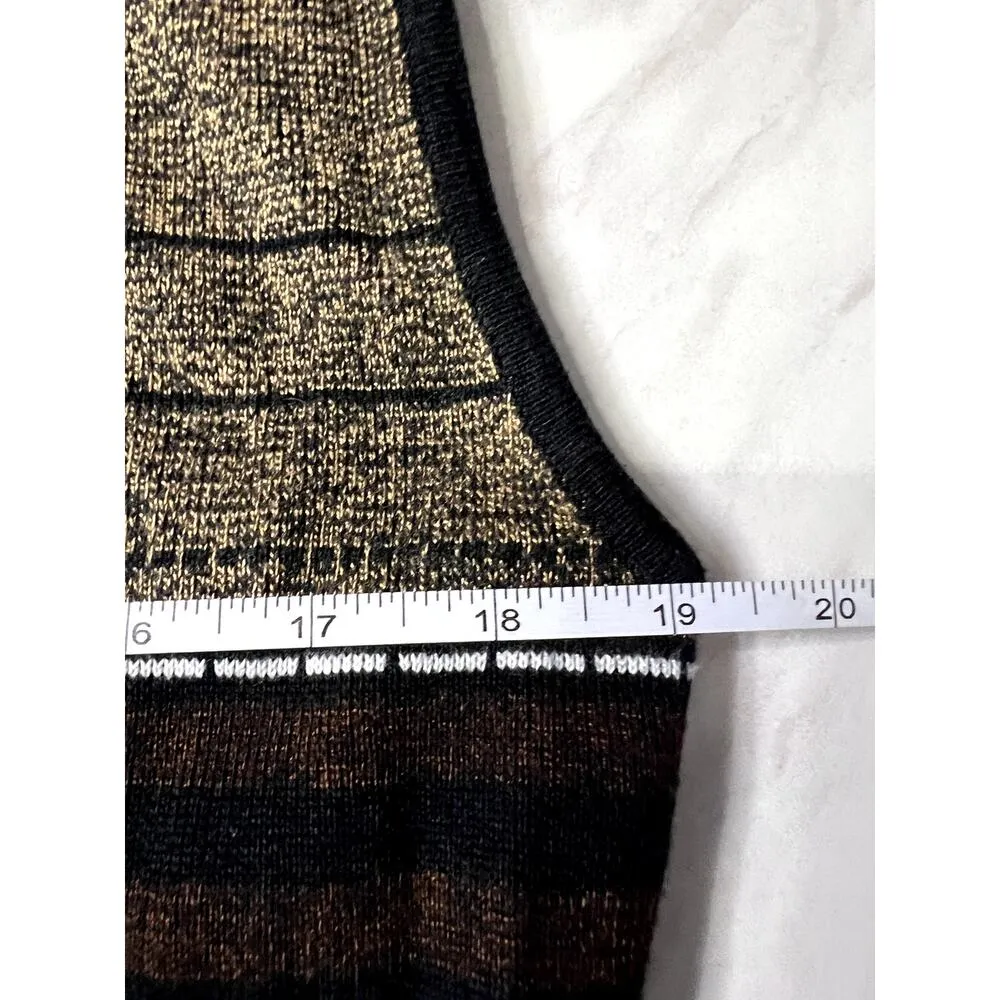 VTG Tehama Nancy Haley Size Large Sweater Vest Striped Clueless Y2K 2000s Cotton Brown - Image 7