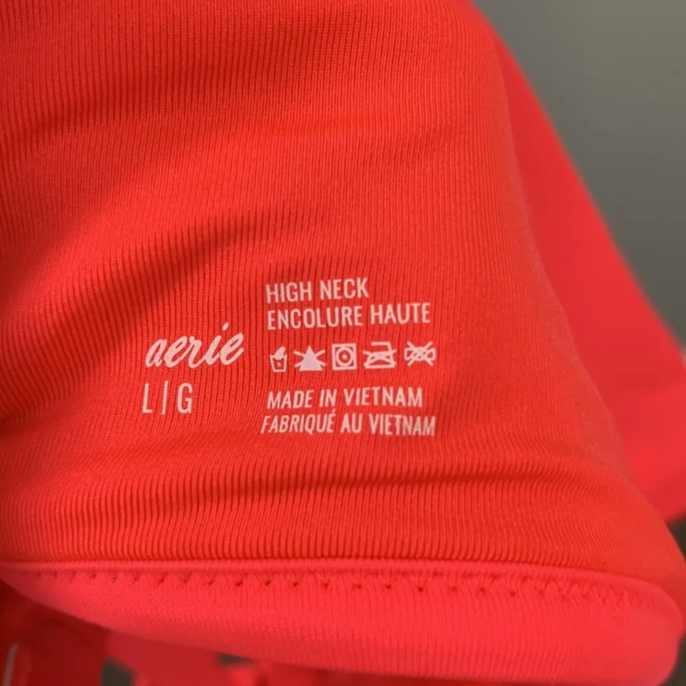 Aerie High Neck Floral Lace Detail Pink Bikini Top - Image 4