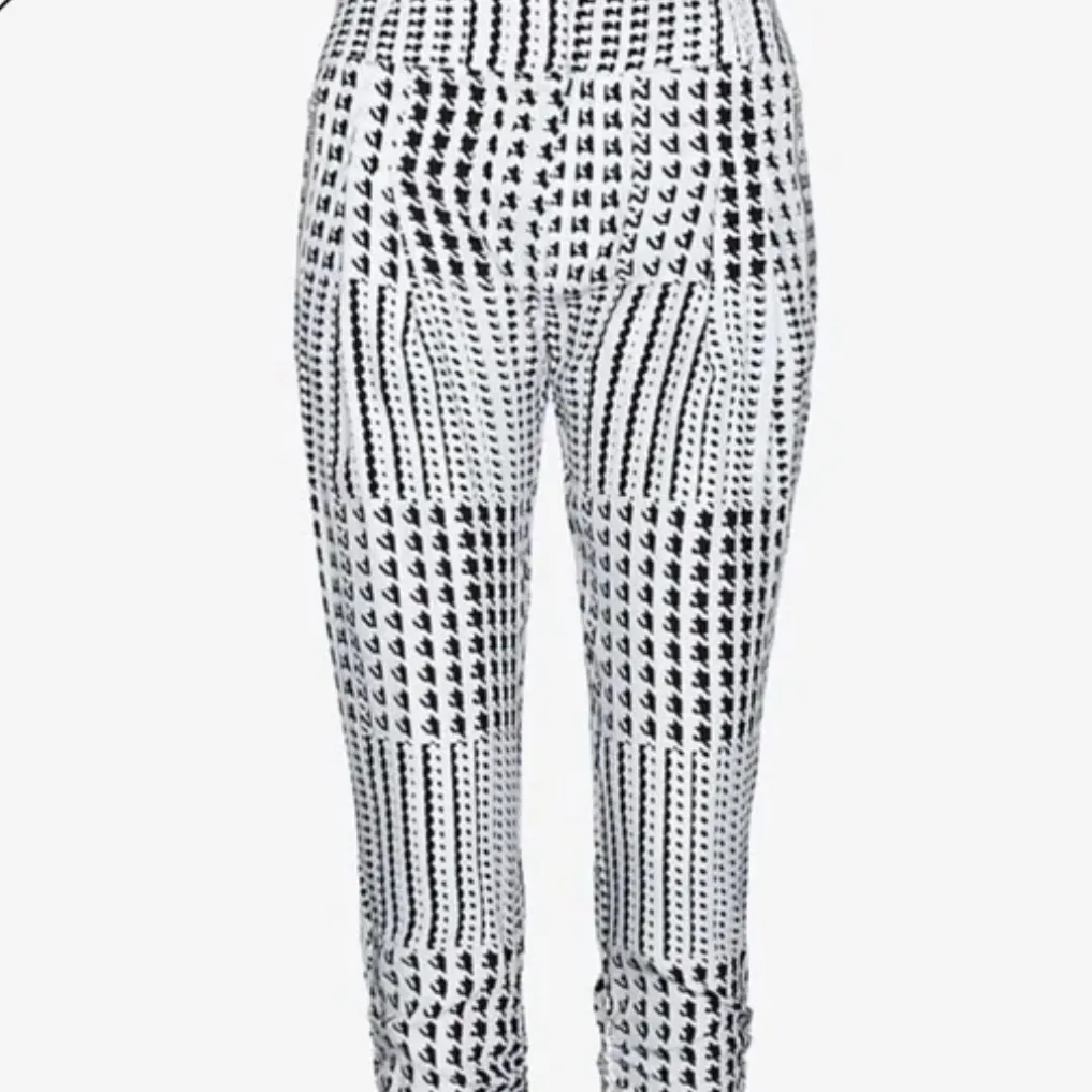 PARKER HIGH RISE BLACK WHITE HOUNDSTOOTH SILK PANTS - Image 2
