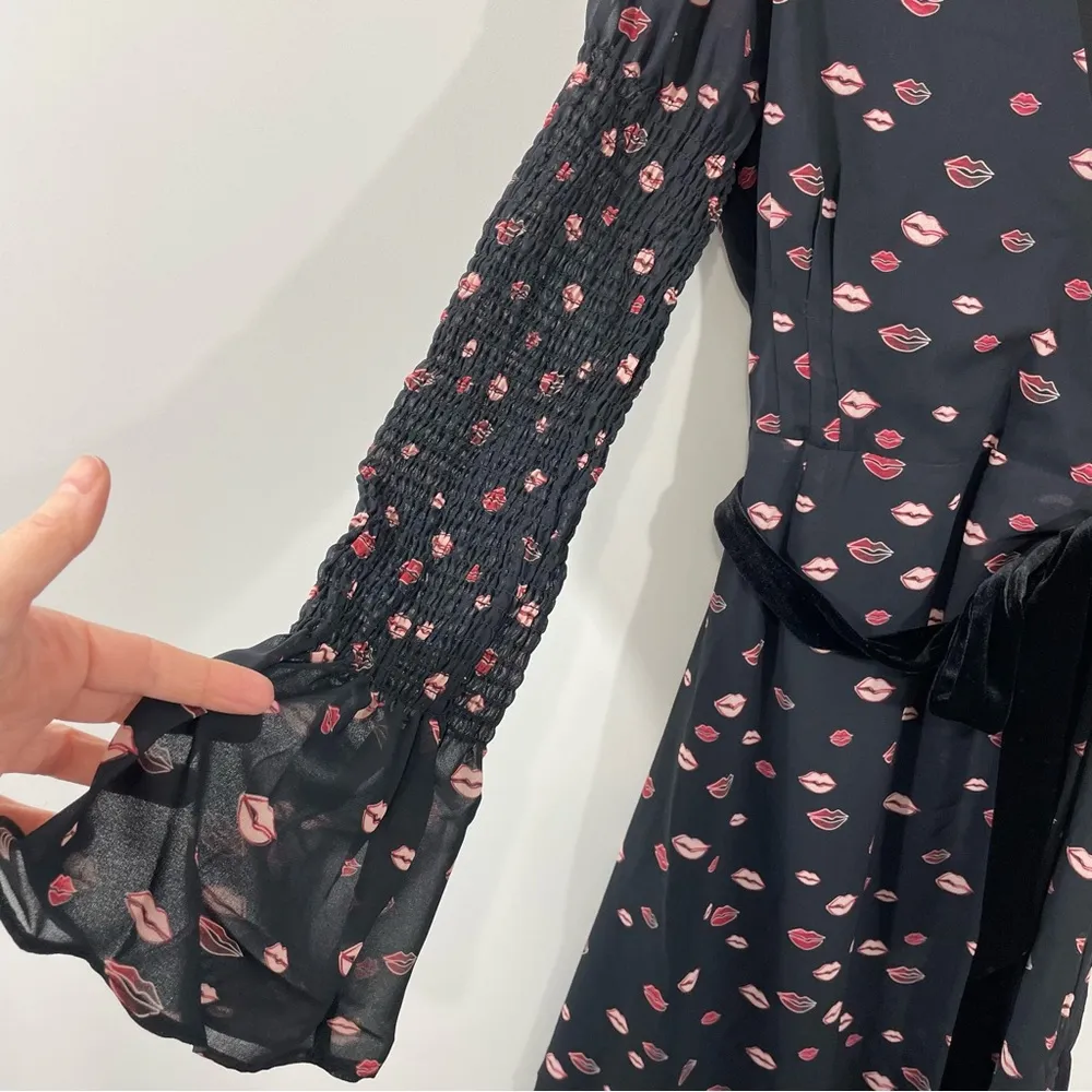 Hutch NEW  x ModCloth Truth From My Red Lips Black  Midi Dress Size LARGE - Image 6