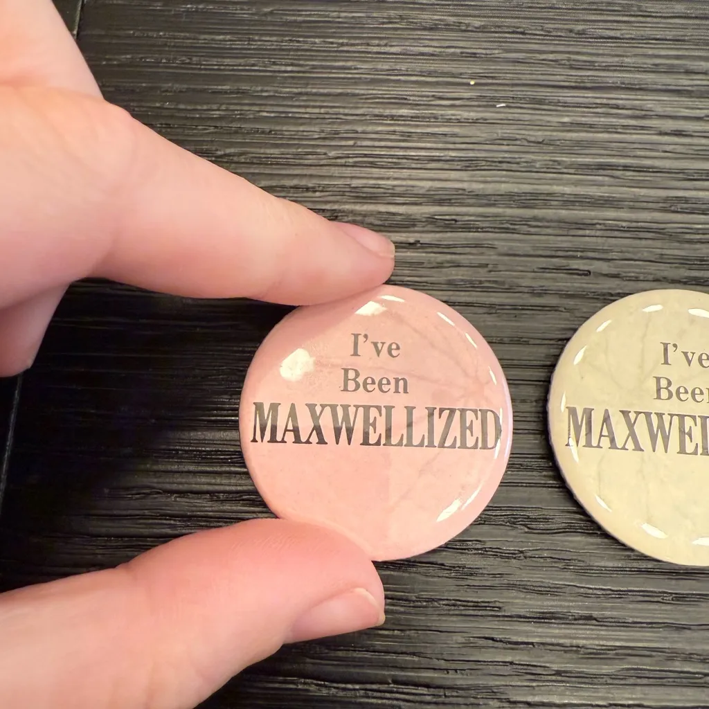 Vintage Bundle of (2) I've Been Maxwellized Metal Button Pins Pink - Image 5