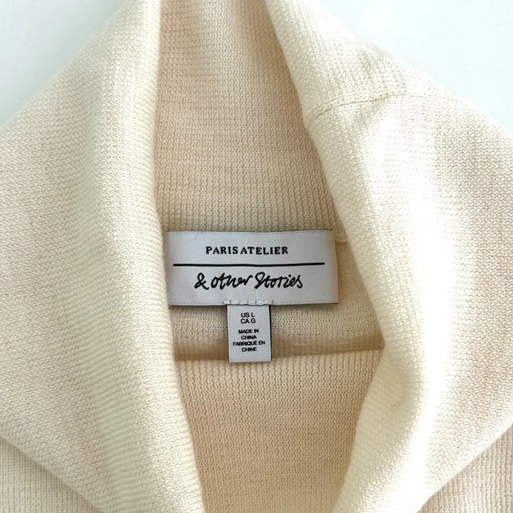 & Other Stories Stockholm Atelier Wool Turtleneck Sweater in Cream Size L - Image 7