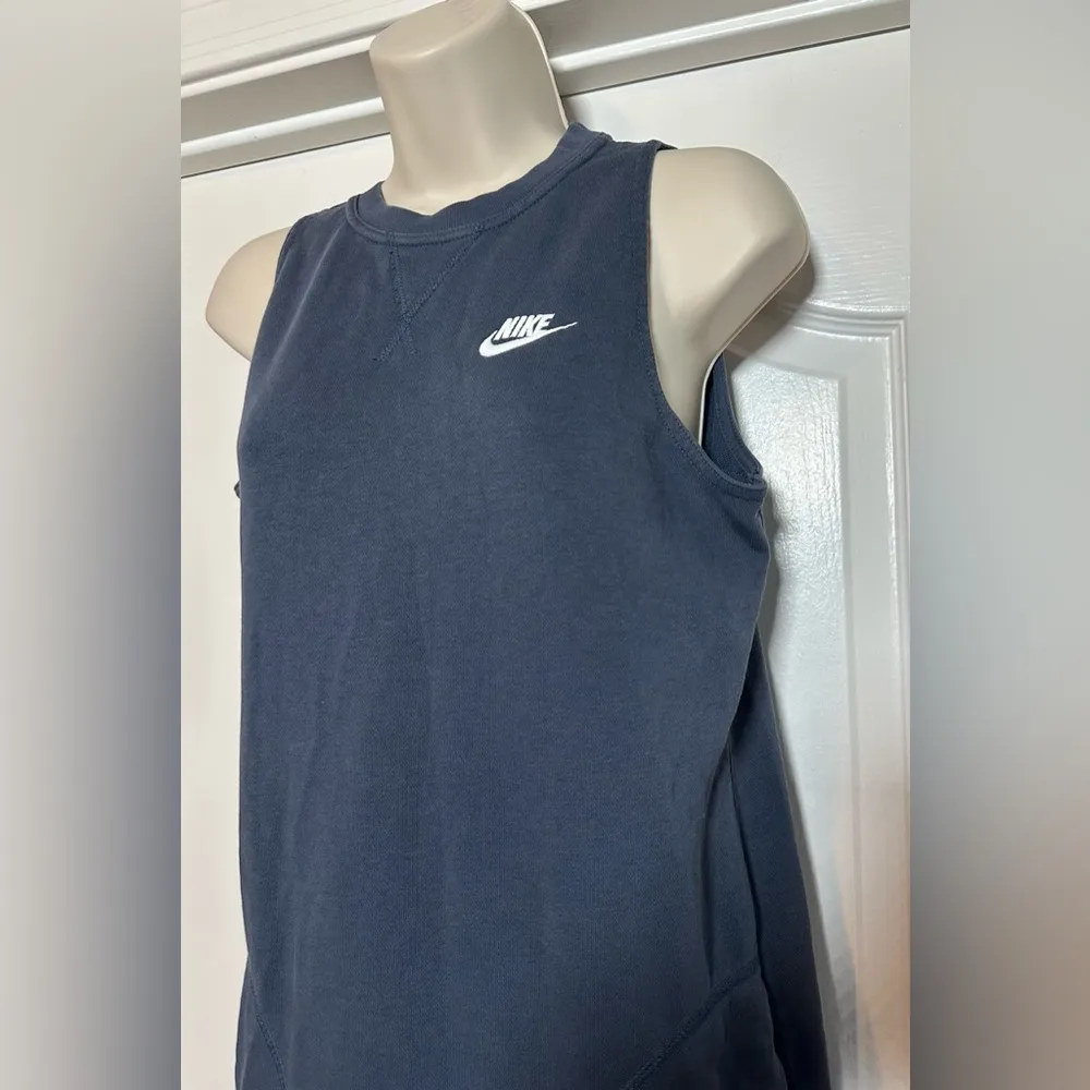 Nike Dark Blue Women’s Sleeveless Casual Terry Crew Neck Sheath Tank Top Dress - Image 4