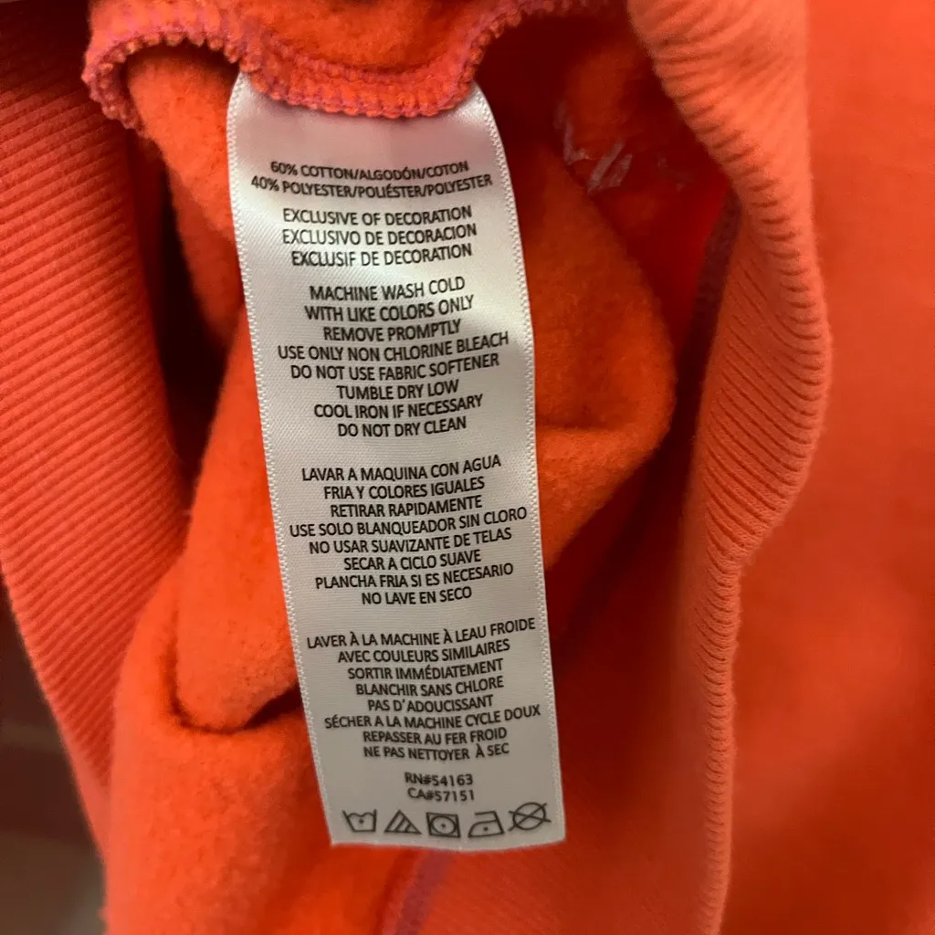 Calvin Klein Performance Vibrant Orange Crop Top Sweatshirt Size S - Image 5
