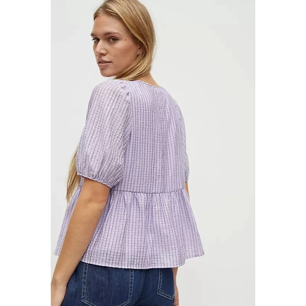 NWT Anthropologie Find Me Now Liljana Babydoll Blouse Lilac L - Image 3