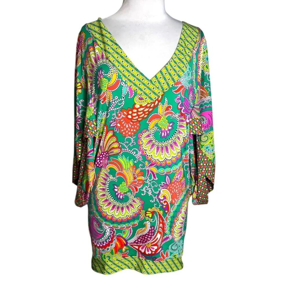 Trina Turk Festival Folkloric Tunic in Multi swim cover up Sz S - Image 4
