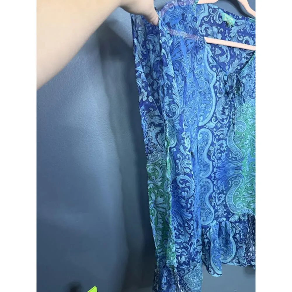 Giacomo Cirque Swimsuit Coverup Women's One Size Blue Ombre Paisley Sheer Cute Size M - Image 5