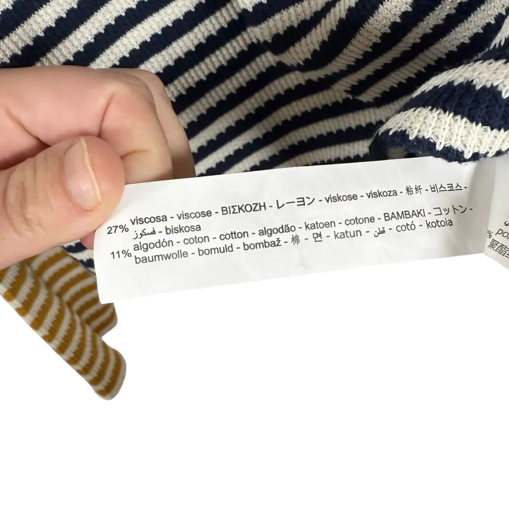 Zara Women’s Cropped Striped Turtleneck Sweater Navy/White/Yellow M - Image 10