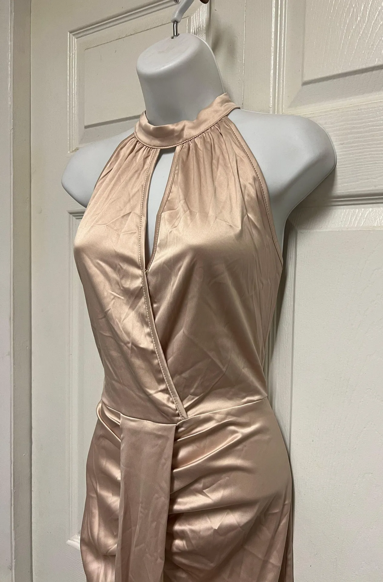 Sleeveless Satin Summer Halter Neck Flowy Swing A-Line Party Dress - Image 6