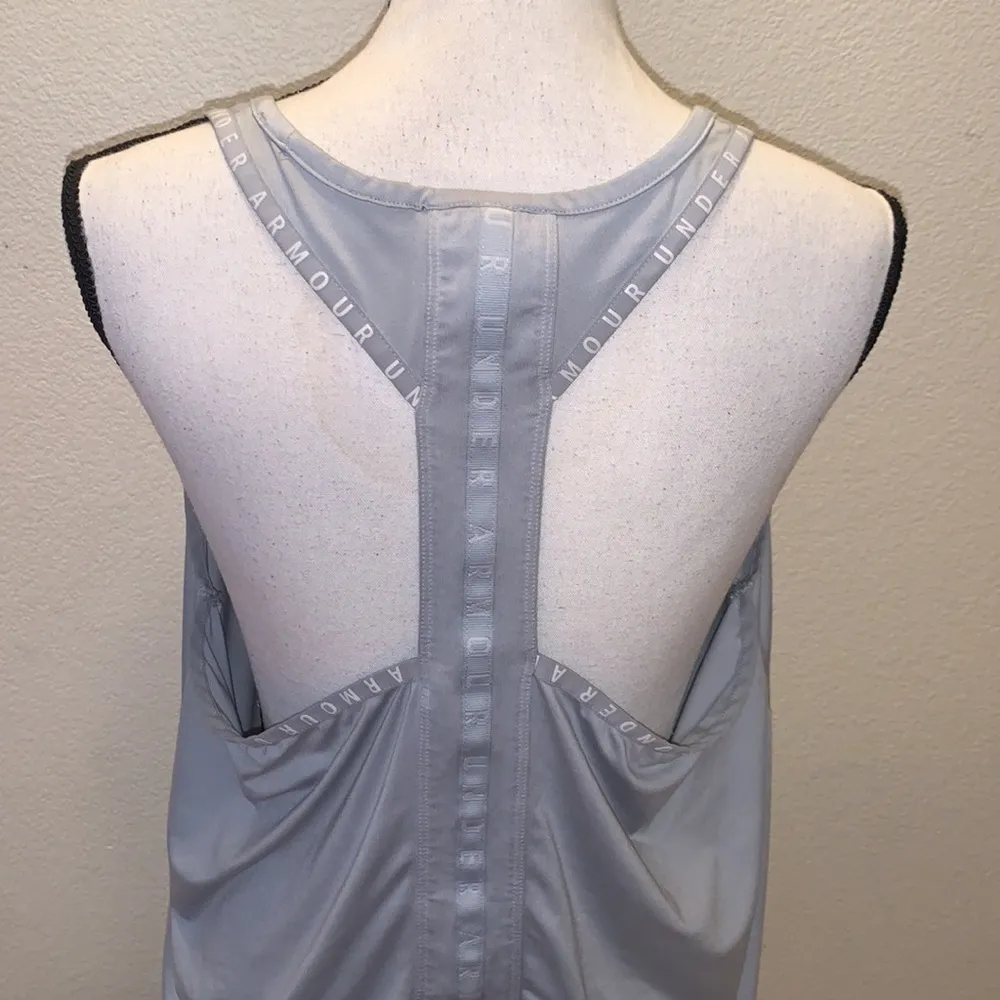Under Armour grey racerback branded straps athletic tank top - Image 6