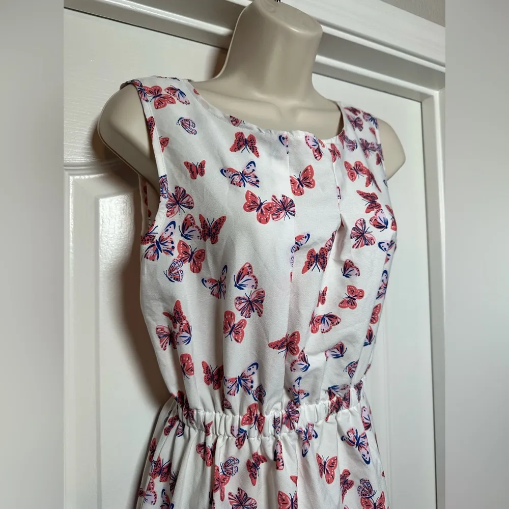 Speed Control New York 90s Y2K Butterfly Sleeveless Dress Cute Stretch Sundress White Size M - Image 2
