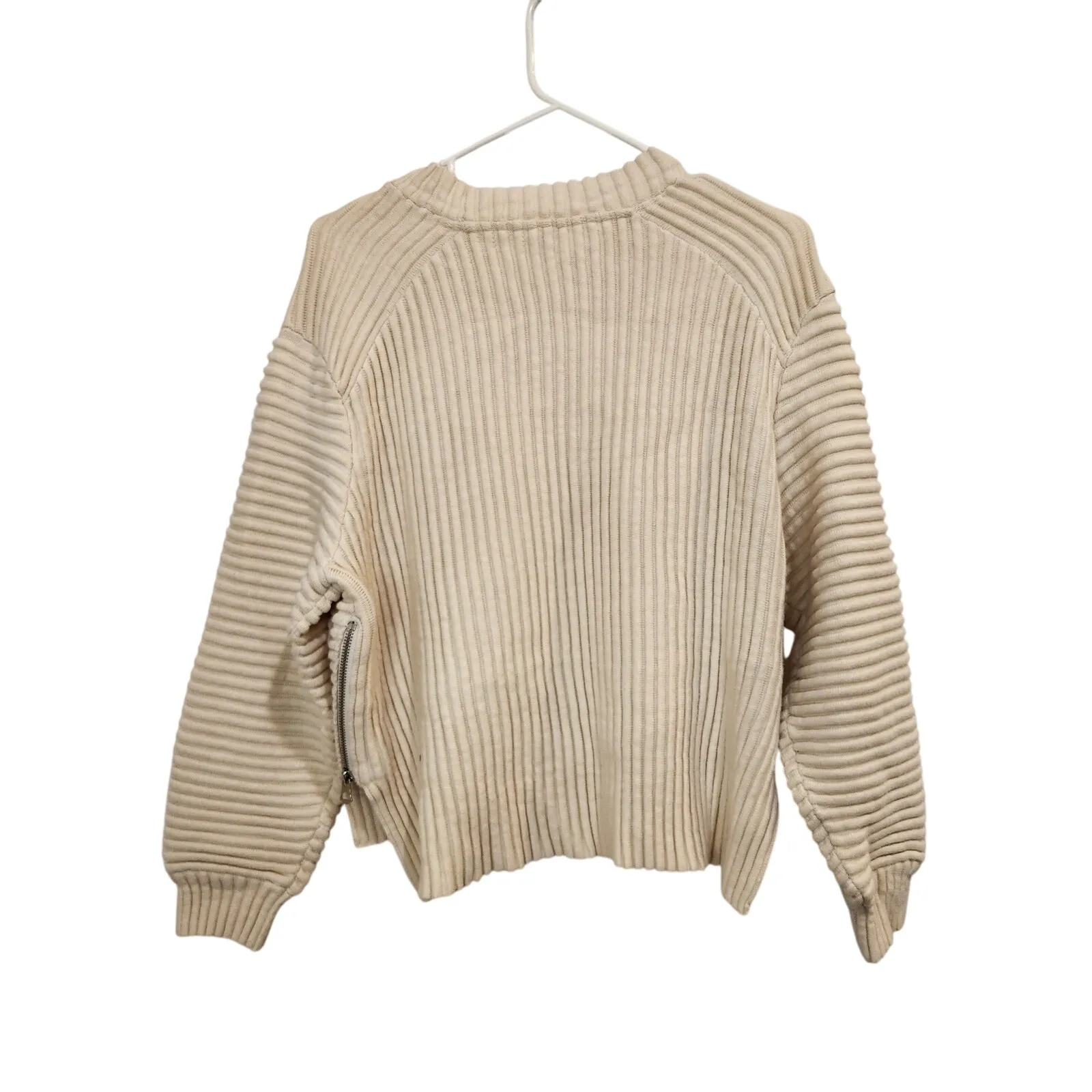 Varley Ivory Long Sleeve Crewneck Knit Rib Cozy Pullover Talbert Sweater Medium - Image 3