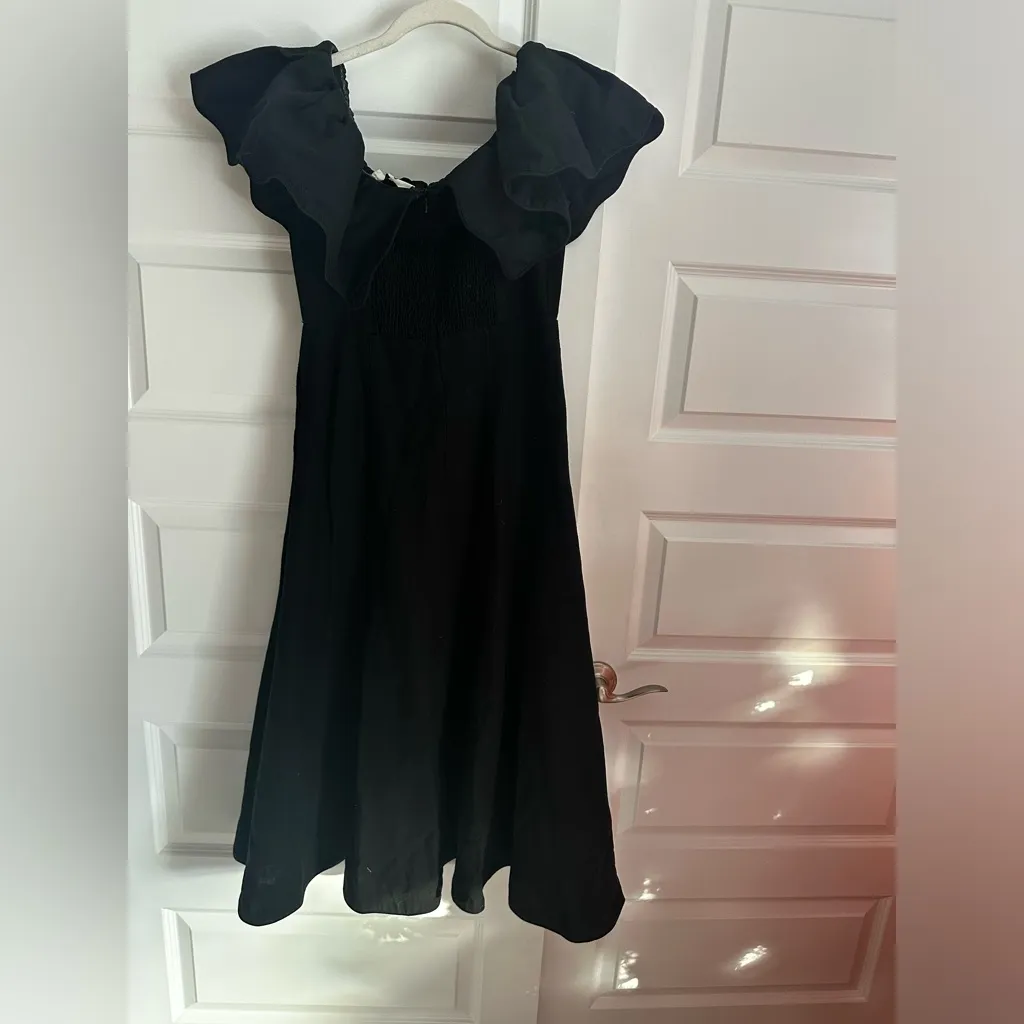 Sea NY Leona Strapless Off the Shoulder Linen‎ Midi Dressn NWT 4 Black - Image 11