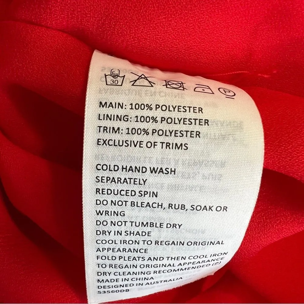 Bardot Red Satin Pleated Lattice Gown Midi Maxi Dress Size 4 Formal - Image 12