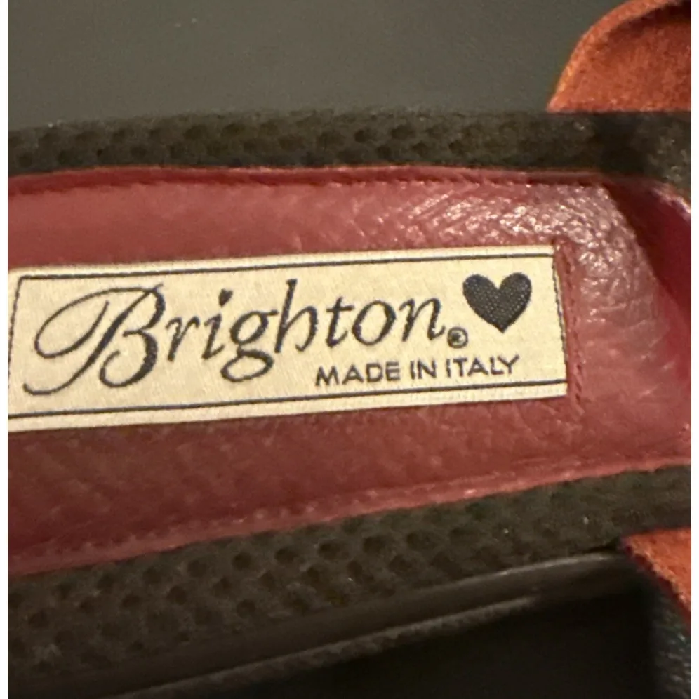 Brighton Womens 9 M Red Verona Slide Sandals Leather Italy Preppy Travel Boho - Image 5