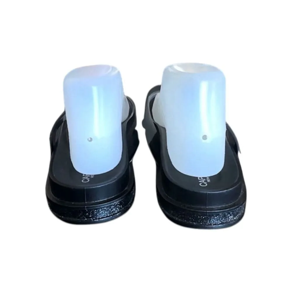 Capelli New York Black Glitter Textured Thong Molded Platform Sparkly Flip Flops - Image 6