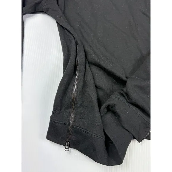 David Lerner Black Sweatshirt Lace Shoulder Detail Zipper Accent XS - Image 7