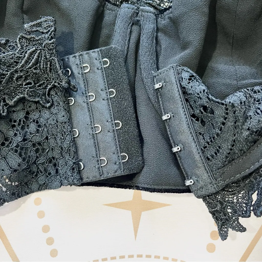 Tularosa Velvet & Lace Puff Sleeve Bra Crop Top Size Small - Image 6