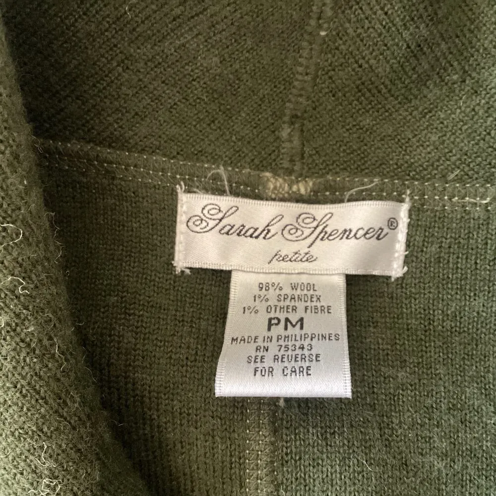 Sarah Spencer Heavy Wool Sweater Coat Green Size undefined - Image 4