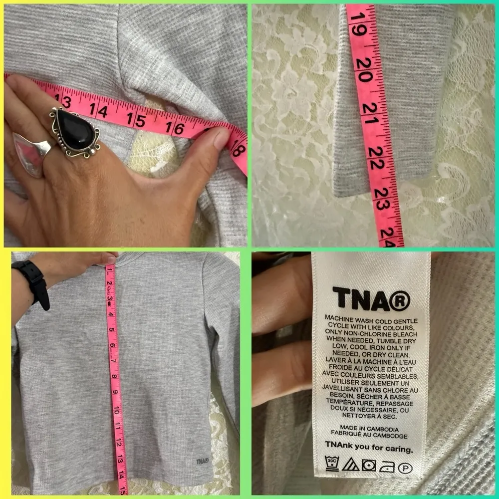 Aritzia TNA Gray waffle thermal Long Sleeve Top small euc - Image 4