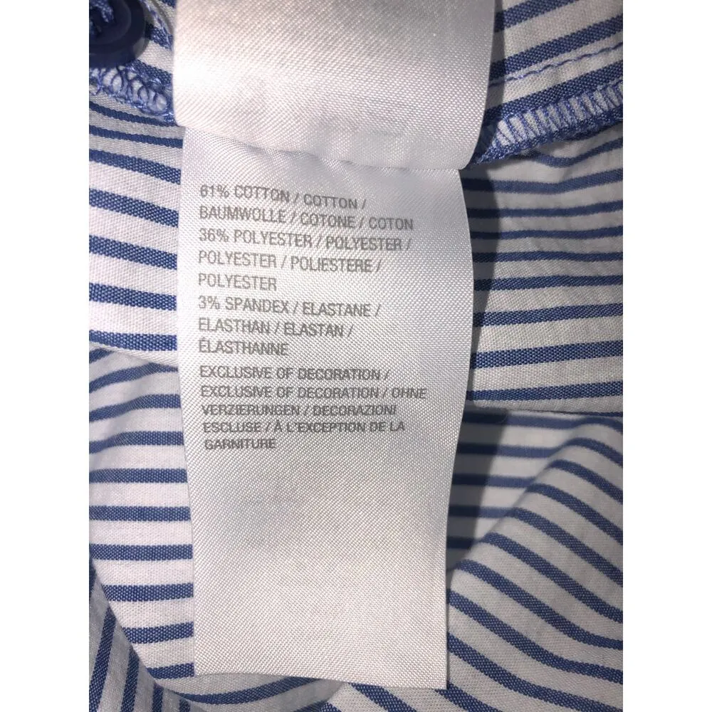 Quacker Factory Shirt Size XL Tie Front Embroidered Blue Nautical Patriotic - Image 8