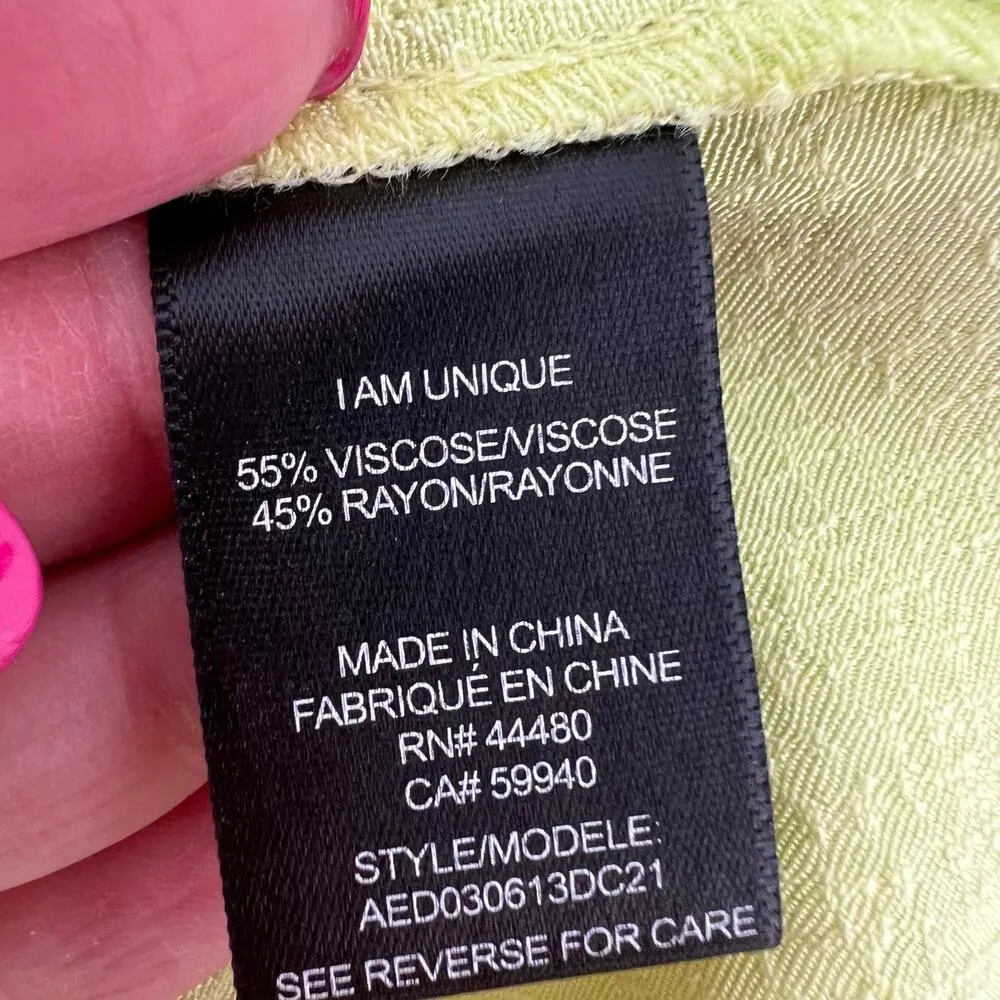 AFRM Radish Dress in Lime Green Snake Jacquard Midi Halter Front Cutout Slip NWT - Image 9