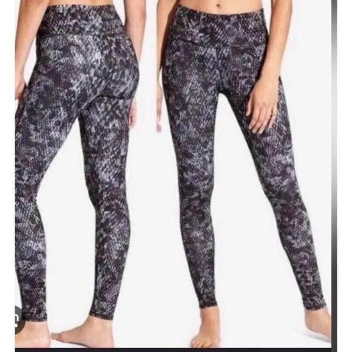 Athleta Chaturanga Womens Leggings XS Cobra Black Gray Full Length High Rise - Image 2