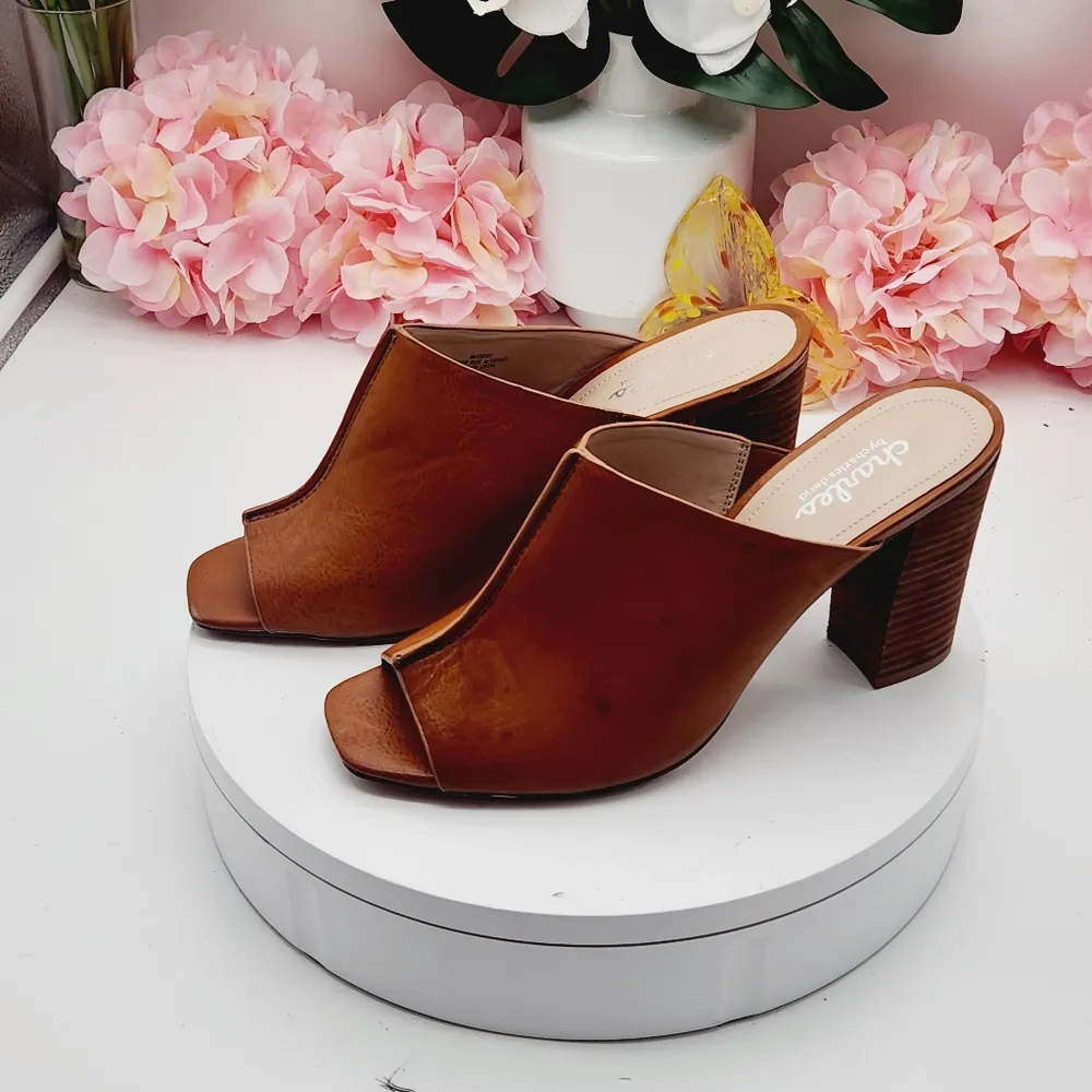 Charles By Charles David Brown Open Toe Slide On Gore Cushioned Mules Sz 9.5M - Image 3