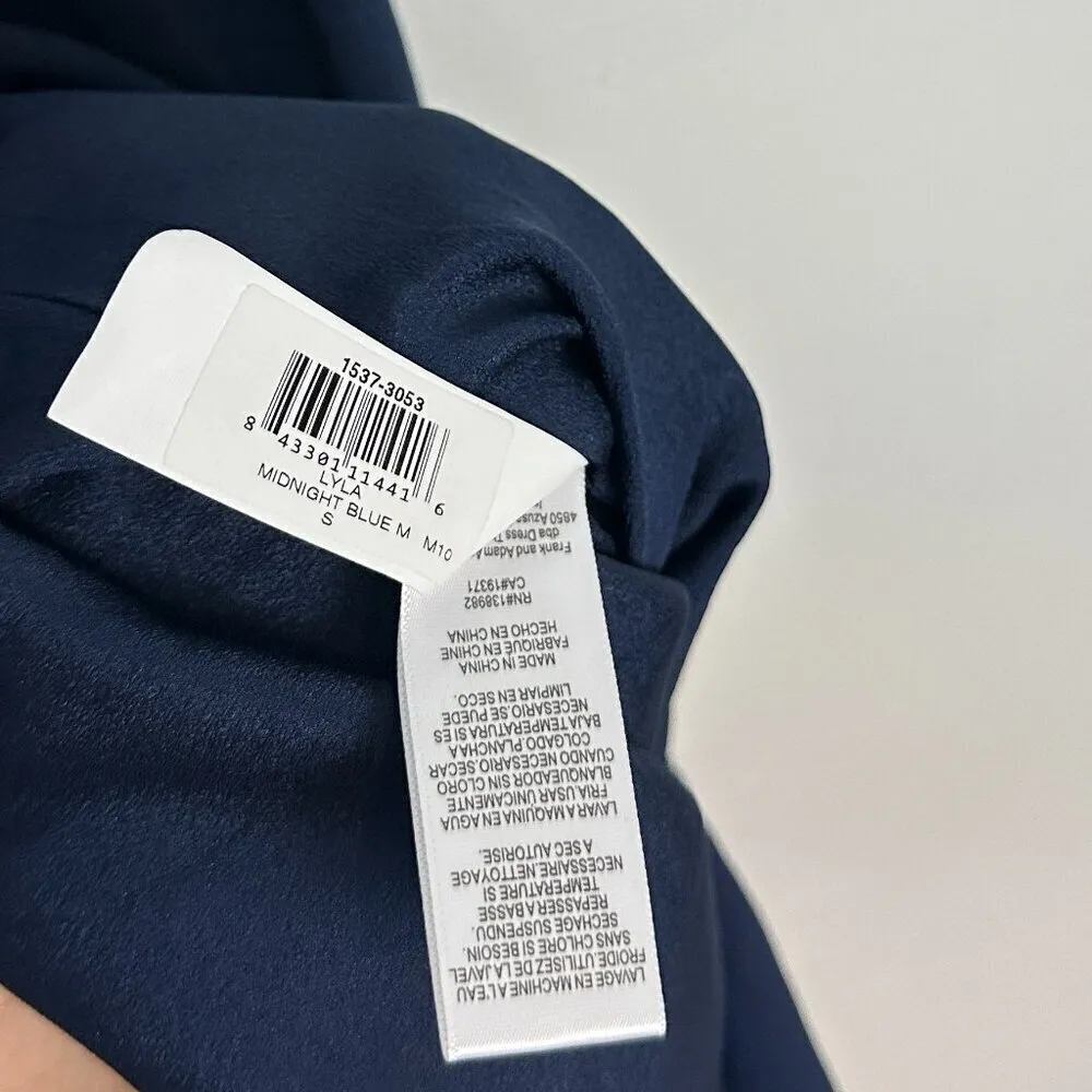 DRESS THE POPULATION Lyla Crepe Cocktail Dress Midnight Blue M Size Small - Image 9