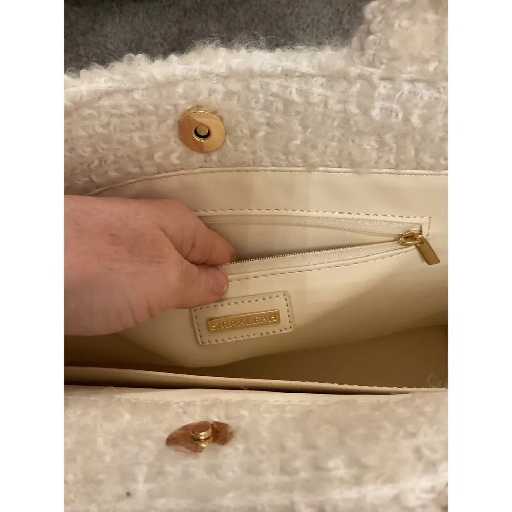 Shiraleah Hitched Collection Wedding Day Pearl Embellished "BRIDE" Boucle Tote - Image 7