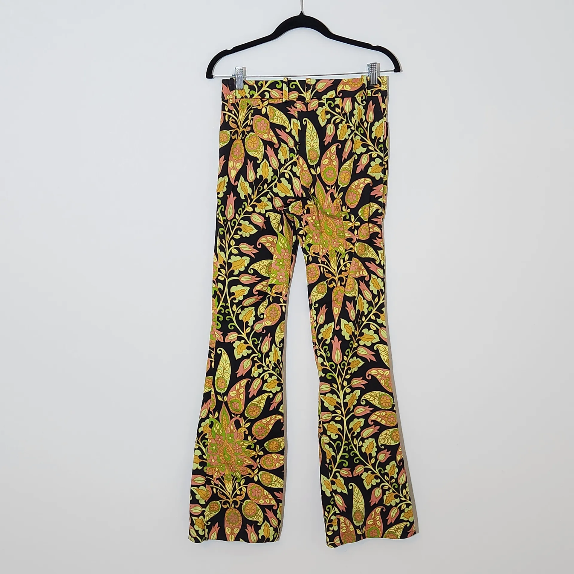 Zara Black Floral Paisley Flare Pants Size Small Zara Flare Leg Retro Pants - Image 5