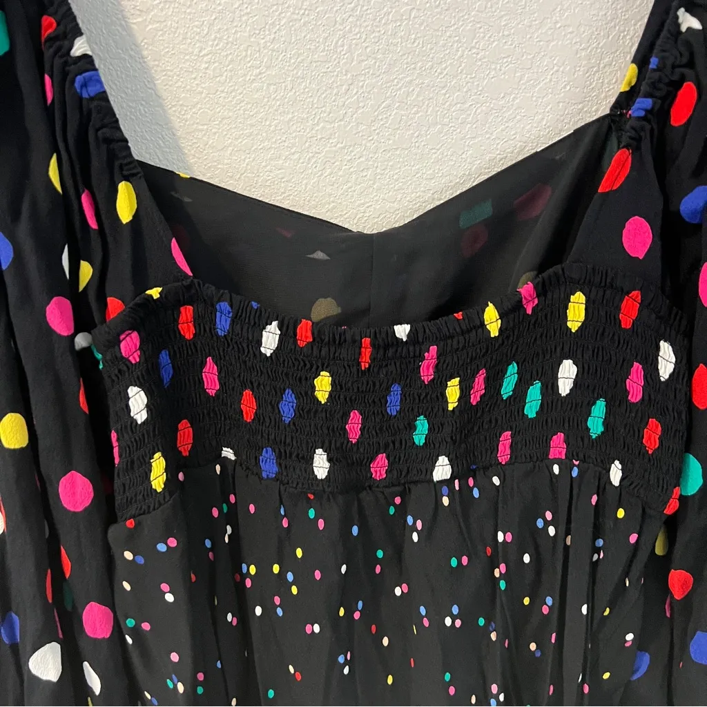 RIXO x Target Multicolor Polka Dot Long Sleeve Sweetheart Swing Dress Size‎ 14 Black - Image 7