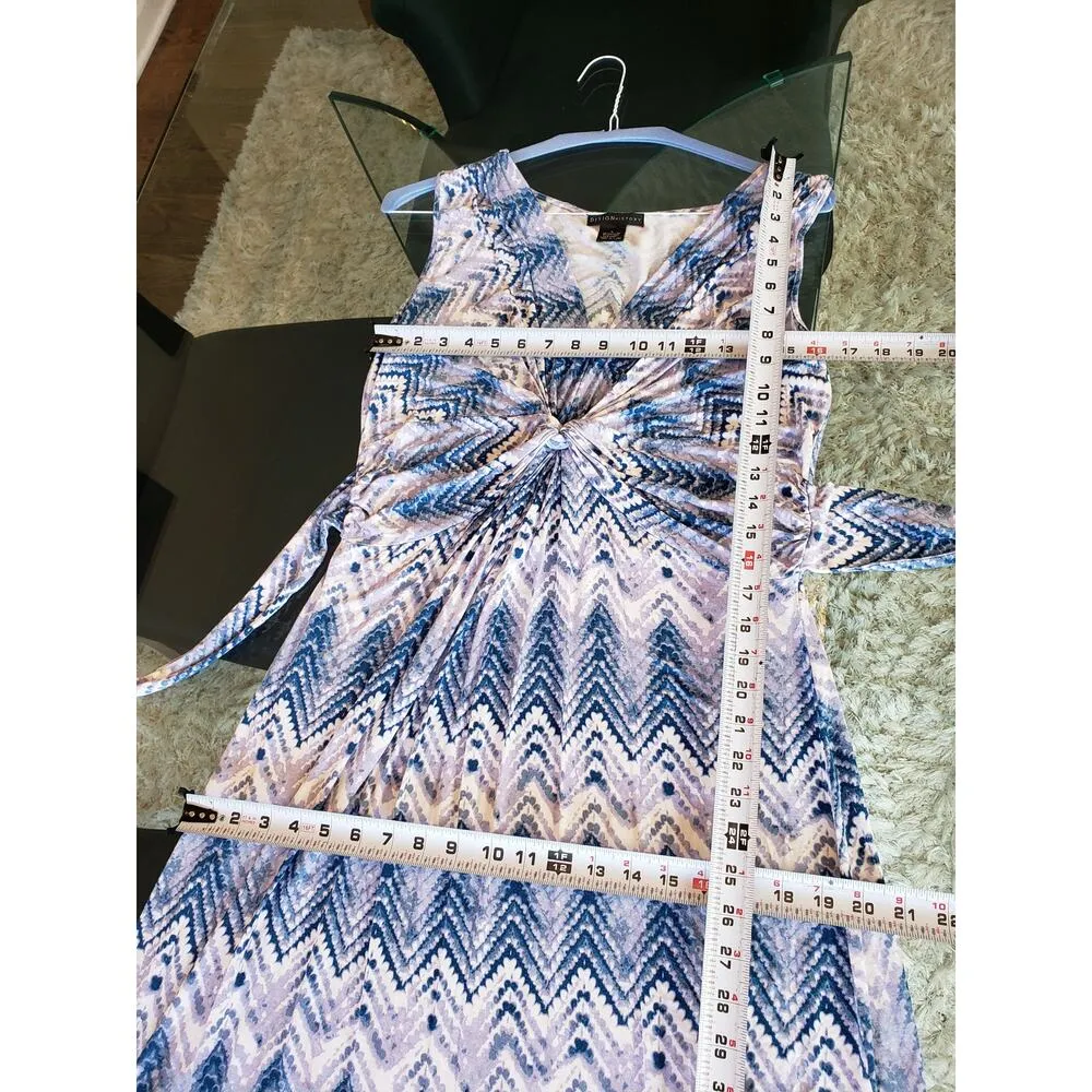 Design History Long Maxi Dress Women's L Multi Chevron Plunge V Neck Twist Front - Image 8