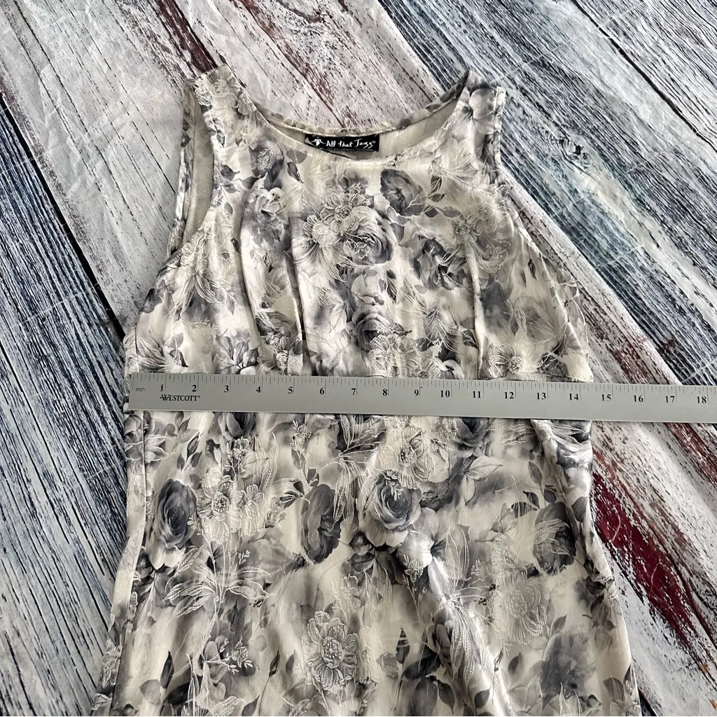 Vintage 90’s All that Jazz Silver Jacquard Floral Satin Maxi Dress - Image 9