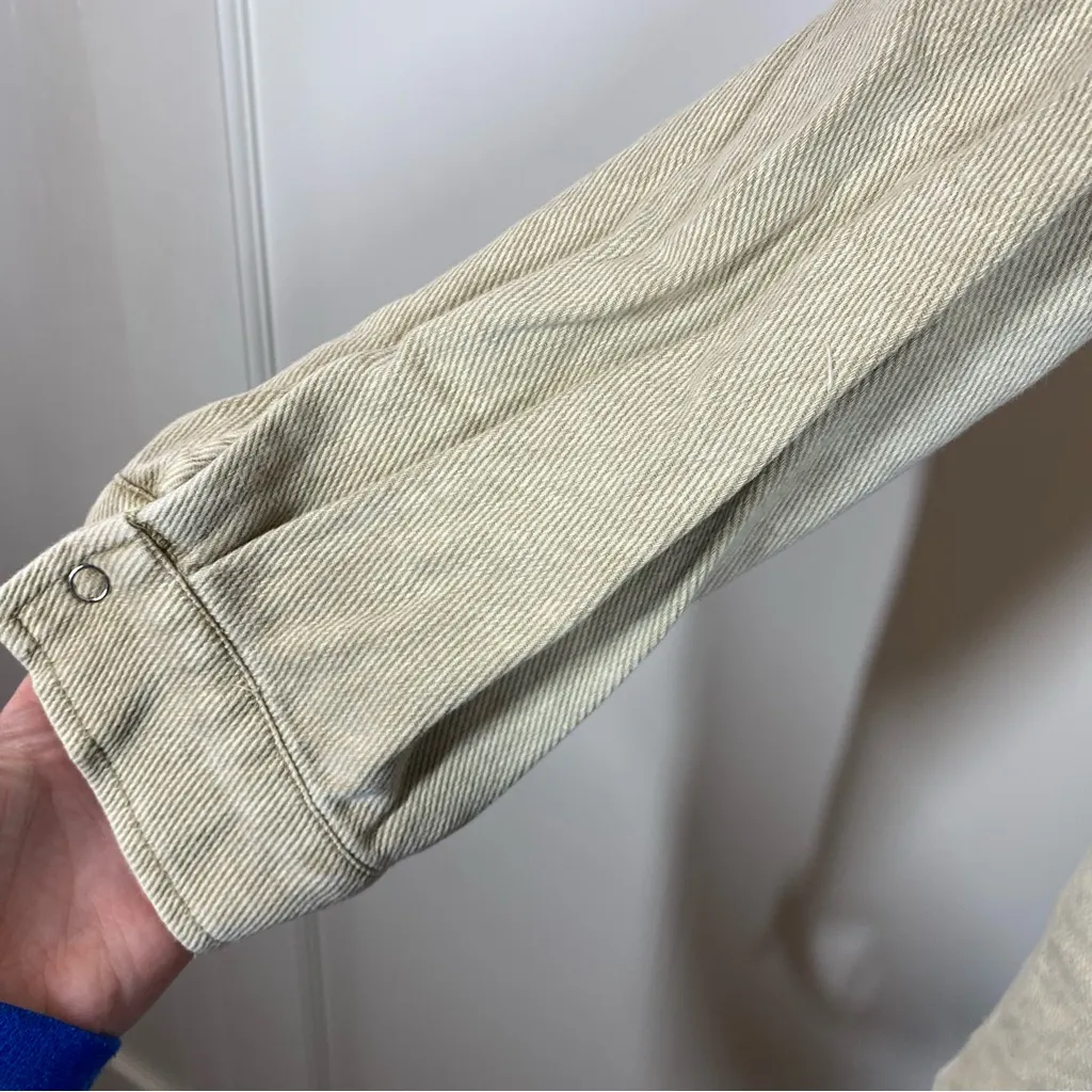 12th Tribe‎ Tan Lightweight Denim Shirt Jacket western distressed Yellowstone - Image 4