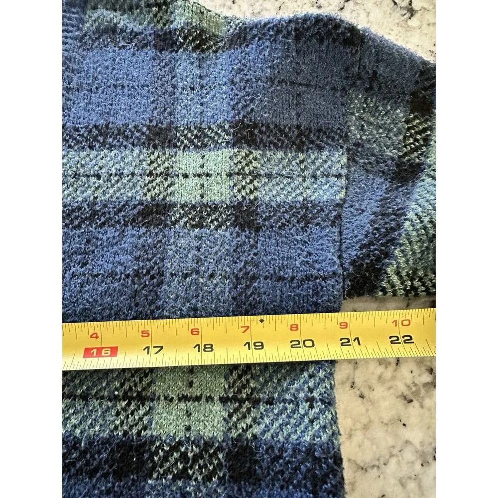 Aeropostale Green Plaid Soft Knit Oversized Vneck Sweatshirt Women X-Small - Image 4