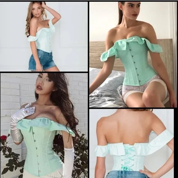Corset Story Victorian off the shoulder corset mint NEW Fits 26 - Image 3