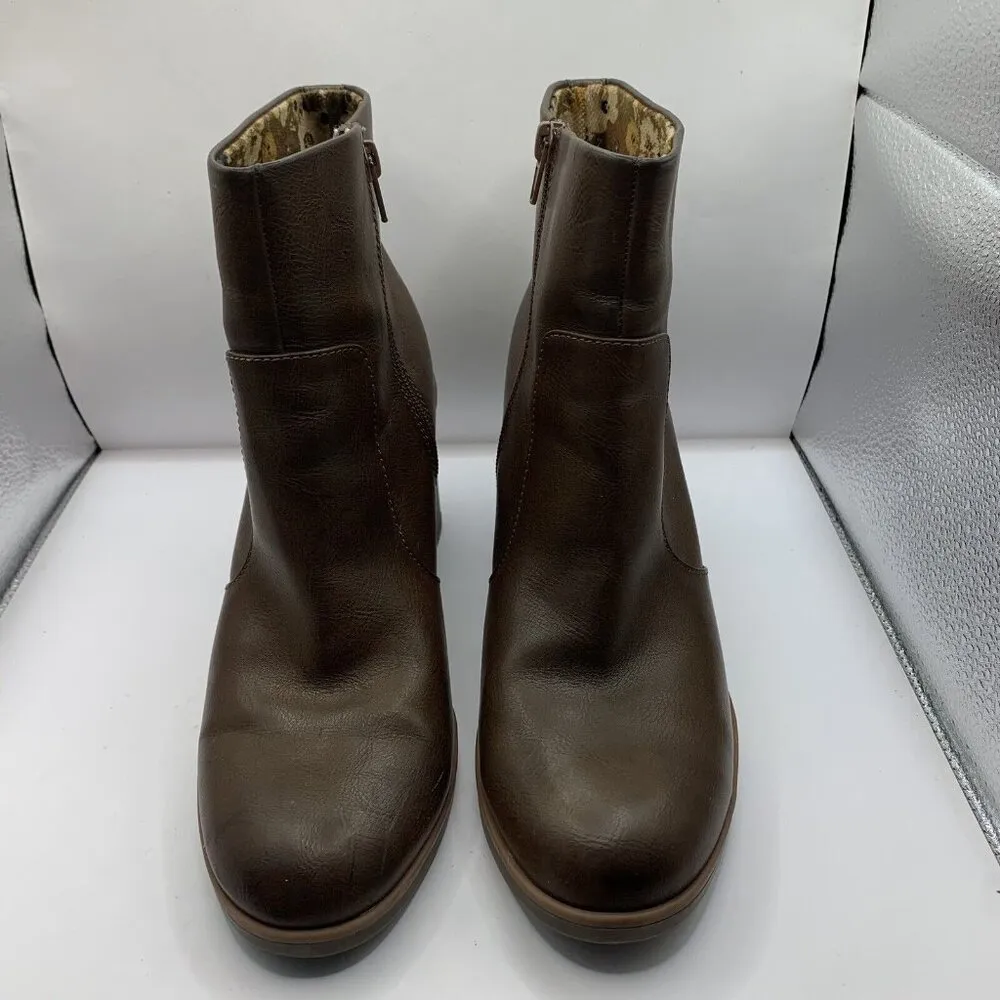 Kork-Ease Destiny Stacked Heel Ankle Boots size 9.5M brown leather E4 - Image 2