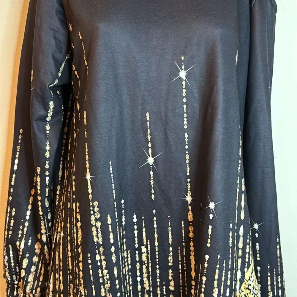 Just Fashion Now Starry Skies Black Dress Handkerchief Hem - Image 4