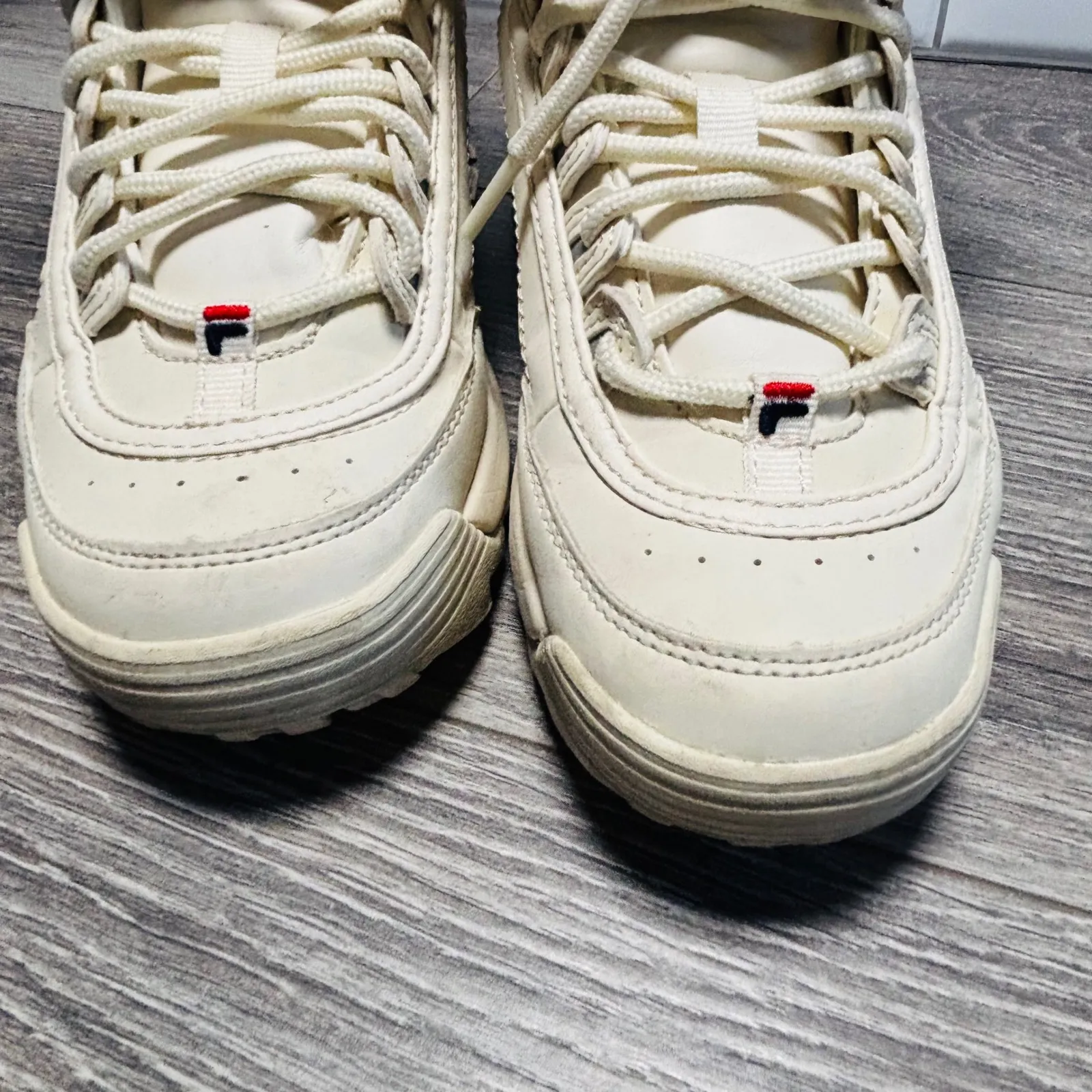 Fila Disruptor Lug Boot Winter White Faux Fur Trim Lace Up Ankle Boots Size 7 - Image 9