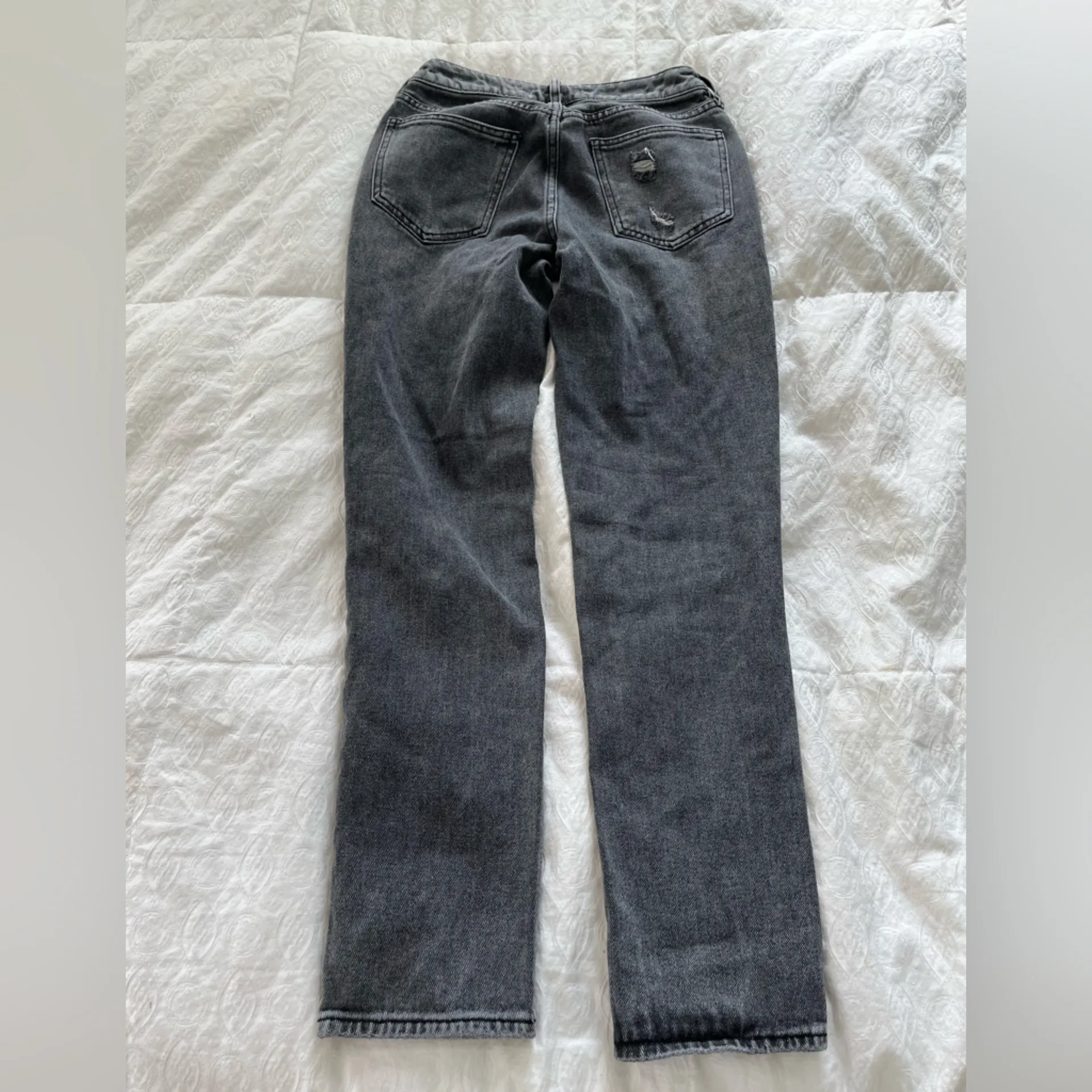 Distressed Gray Mom Jeans - Image 11