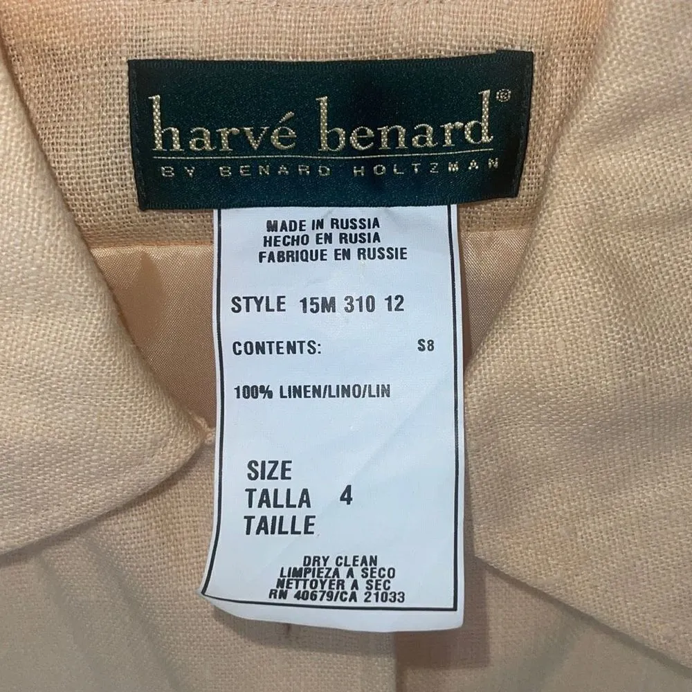 Harve Benard By Benard Holtzman Womens Button Blazer Jacket Linen Yellow/Peach S - Image 4