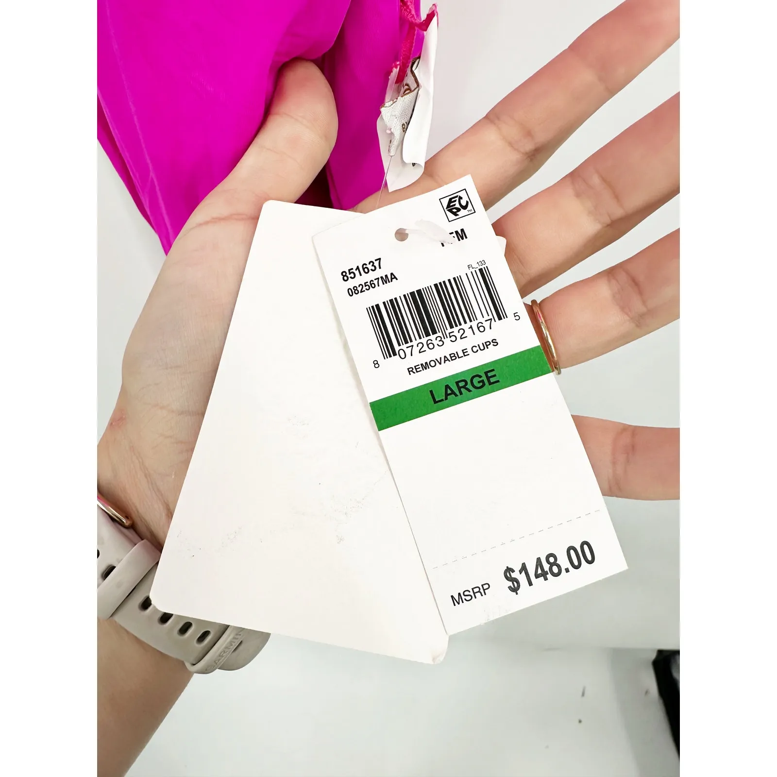 BECCA Kali Pink Solid Belted Plunge V-Neck Strappy One Piece Swimsuit Size L NWT - Image 6