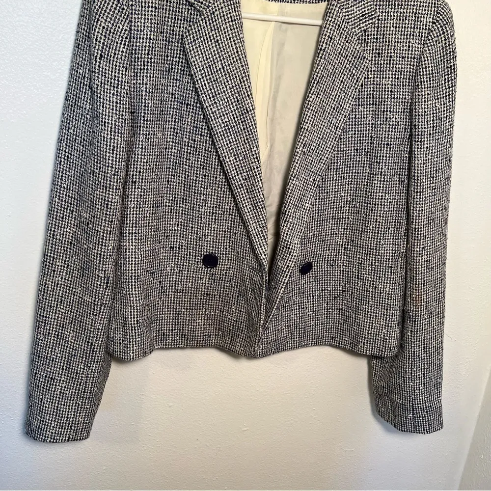 Vintage The Talbots Double Breasted Blazer Blue Tweed - Image 5
