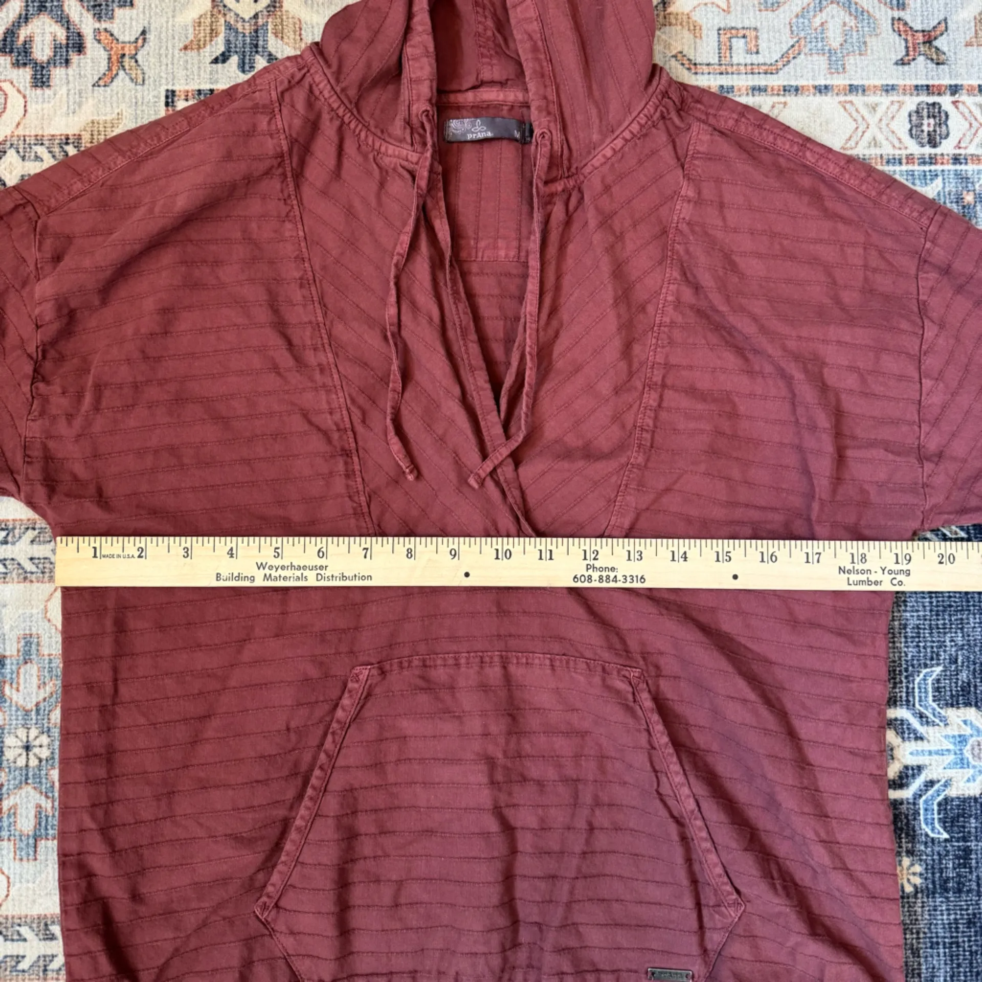 Prana Farin Hooded Pullover Organic Cotton Brick Red Women’s Size Medium - Image 10