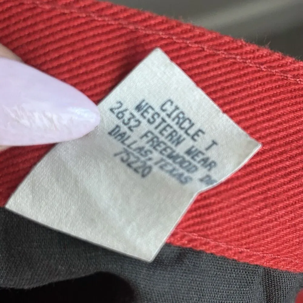 Vtg Roughrider Circle T Red Denim Jeans Womens 11/12 Western High Rise Tapered - Image 9